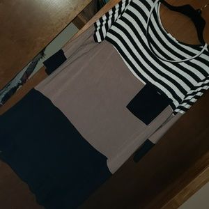 3/4 length color block shirt